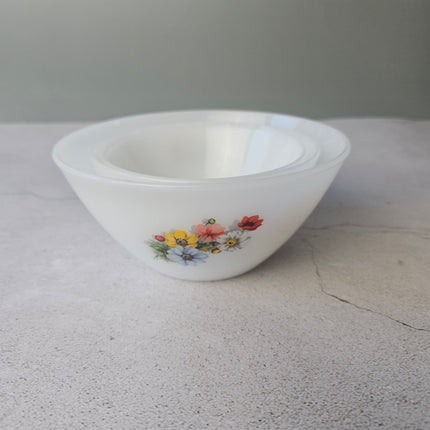 Lot de 3 bols Arcopal en opaline collection Anémone années 70