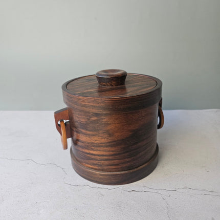 Seau à glaçons en bois vintage poignées en anneau - Mid-Century Modern