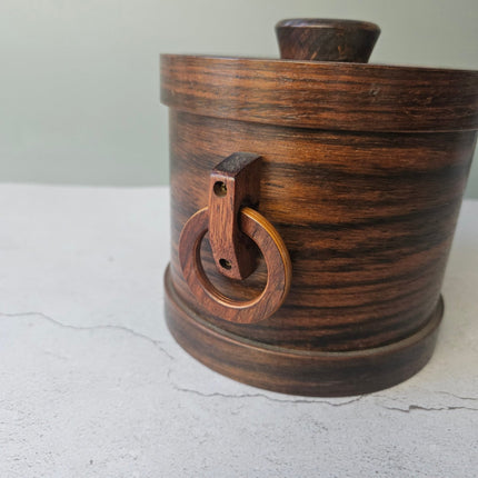 Seau à glaçons en bois vintage poignées en anneau - Mid-Century Modern