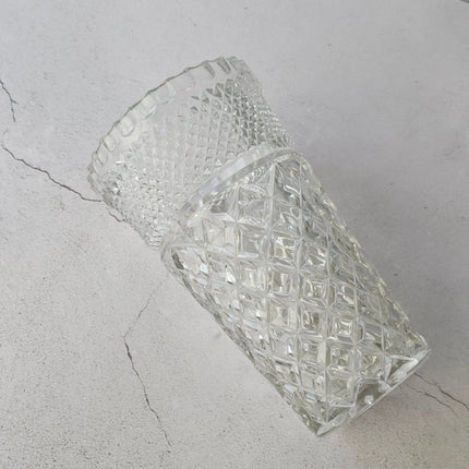 Grand vase en cristal élégant ciselé transparent style Art Déco