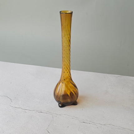 Vase soliflore en verre ambré vintage