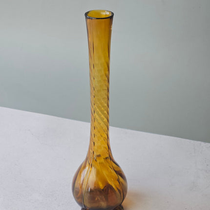 Vase soliflore en verre ambré vintage