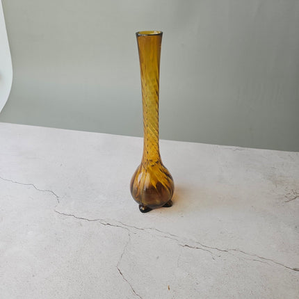 Vase soliflore en verre ambré vintage