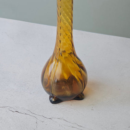 Vase soliflore en verre ambré vintage