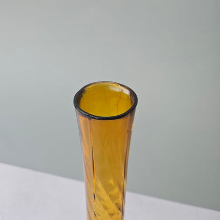 Vase soliflore en verre ambré vintage