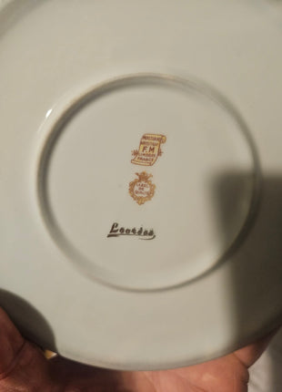 Boîte ancienne en porcelaine Limoges bleu et or - Objet de collection