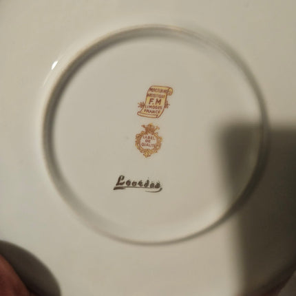 Boîte ancienne en porcelaine Limoges bleu et or - Objet de collection