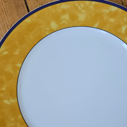 8 grandes assiettes plates vintage en porcelaine Winterling Bavaria - Marli jaune marbré