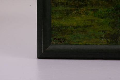 Tableau "Paysage rivière et arbres" par P.Maes 1951