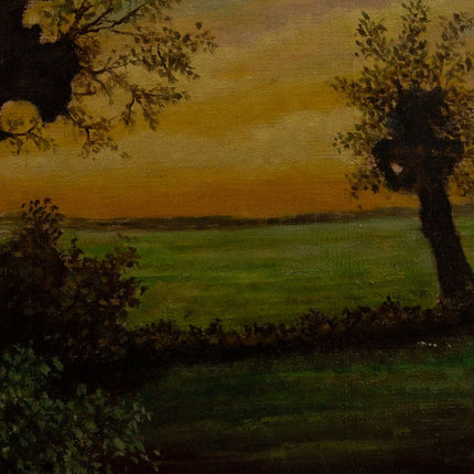 Rivier- en bomenlandschap door P. Maes, 1951