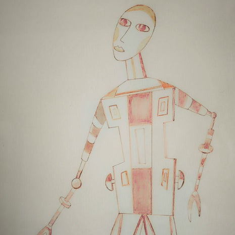 Dessin "Root" de Guy Vanderlick dans cadre en bois