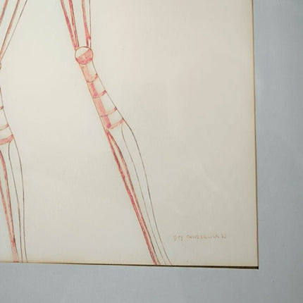 Dessin "Robot" de Guy Vanderlick dans cadre en bois