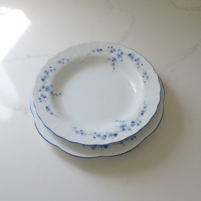12 assiettes plates et 12 creuses vintage fleurs bleues Winterling Bavaria - Années 1970