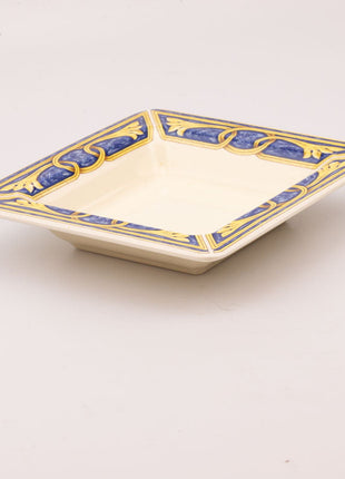 Vierkant wit Tiffany-dinerservies met blauwe en gele decoratie voor 4 personen (18 stuks)