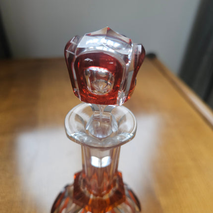 Carafe en cristal orange Val Saint-Lambert - Années 50