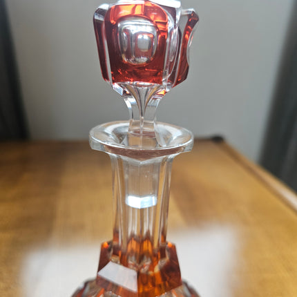 Carafe en cristal orange Val Saint-Lambert - Années 50