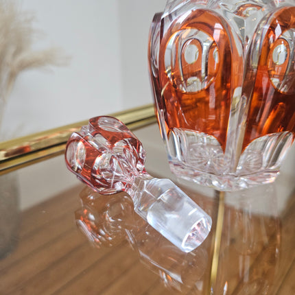 Carafe en cristal orange Val Saint-Lambert - Années 50