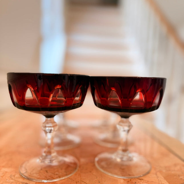 Coupe en verre rubis Luminarc Rubilux - verre vintage années 60-70