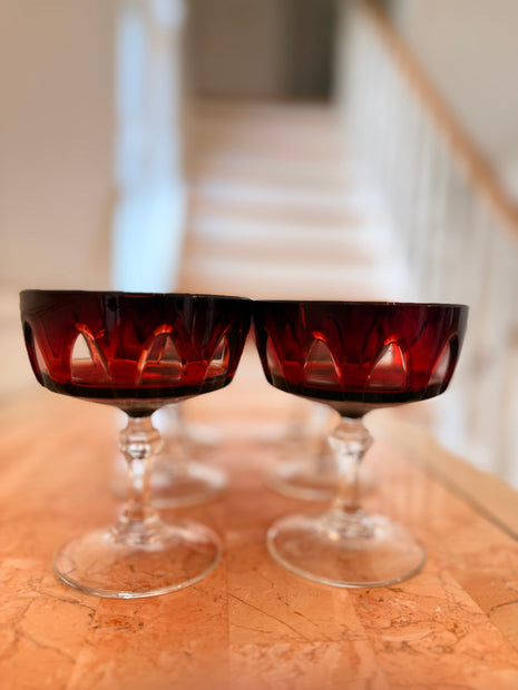 Coupe en verre rubis Luminarc Rubilux - verre vintage années 60-70