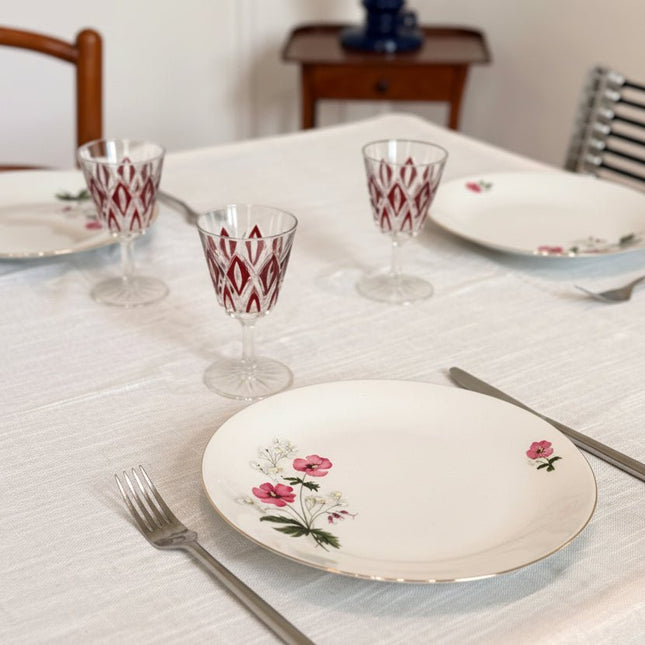 Set de 8 assiettes blanches en porcelaine Kronester Bavaria à décor floral