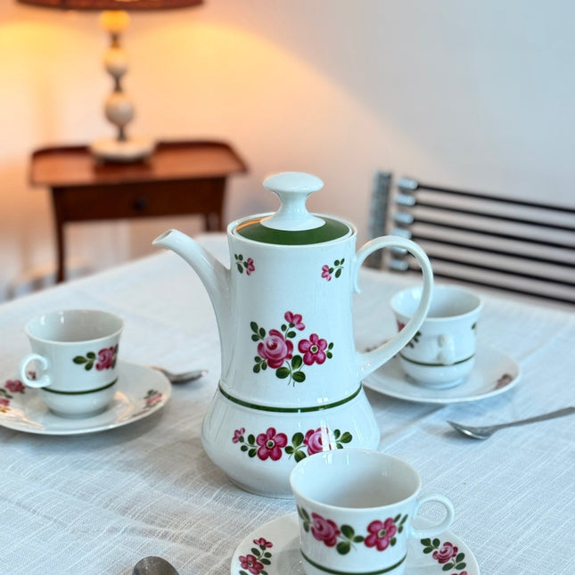 Winterling white porcelain coffee pot and cup set, 6 cups, 6 saucers and coffee pot