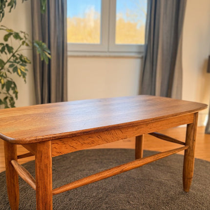Table basse vintage scandinave en chêne massif - Design années 60 - H50 cm