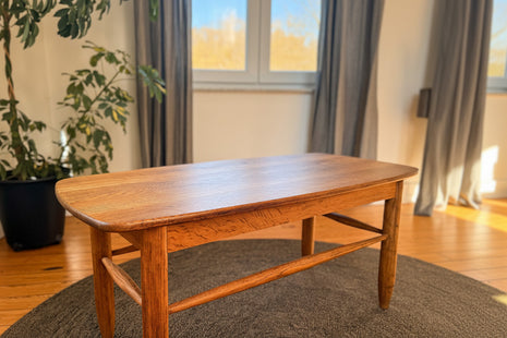 Table basse vintage scandinave en chêne massif - Design années 60 - H50 cm