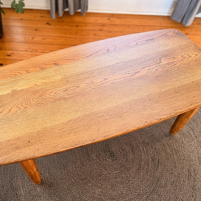 Table basse vintage scandinave en chêne massif - Design années 60 - H50 cm