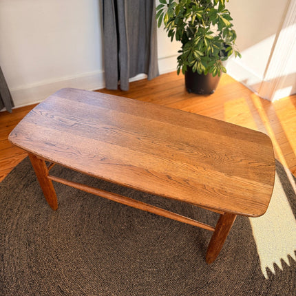 Table basse vintage scandinave en chêne massif - Design années 60 - H50 cm