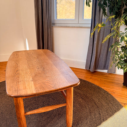 Table basse vintage scandinave en chêne massif - Design années 60 - H50 cm