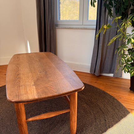 Table basse vintage scandinave en chêne massif - Design années 60 - H50 cm
