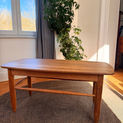 Table basse vintage scandinave en chêne massif - Design années 60 - H50 cm