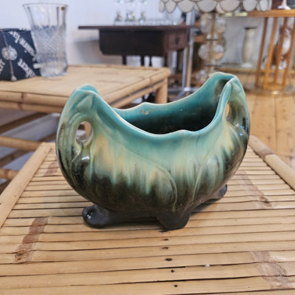 Jardinière vintage en céramique flammée belge modèle 1648- Style Art déco