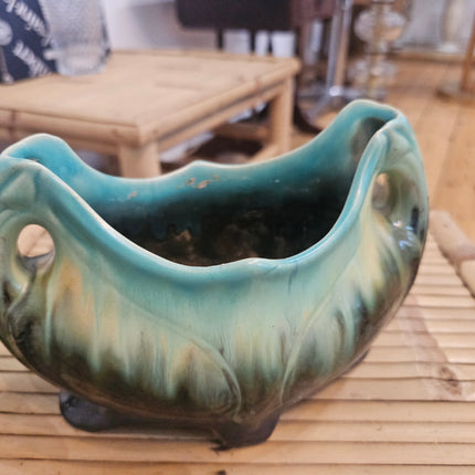 Jardinière vintage en céramique flammée belge modèle 1648- Style Art déco