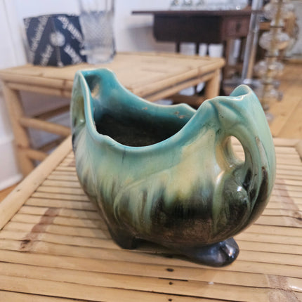 Jardinière vintage en céramique flammée belge modèle 1648- Style Art déco