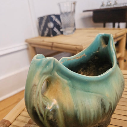 Jardinière vintage en céramique flammée belge modèle 1648- Style Art déco