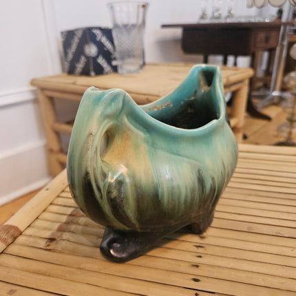 Jardinière vintage en céramique flammée belge modèle 1648- Style Art déco