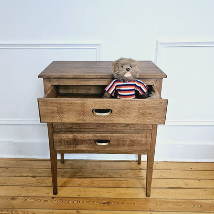 Meuble d'appoint vintage en bois avec 3 tiroirs - Années 60