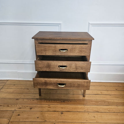 Meuble d'appoint vintage en bois avec 3 tiroirs - Années 60