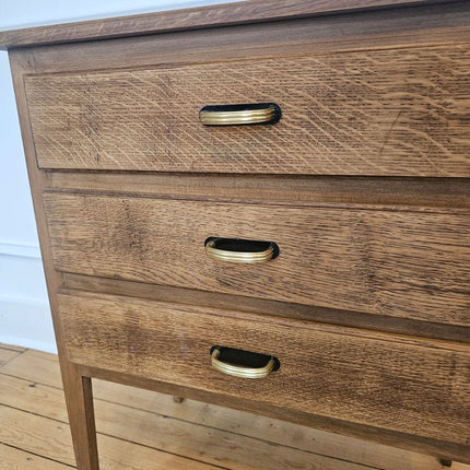 Meuble d'appoint vintage en bois avec 3 tiroirs - Années 60