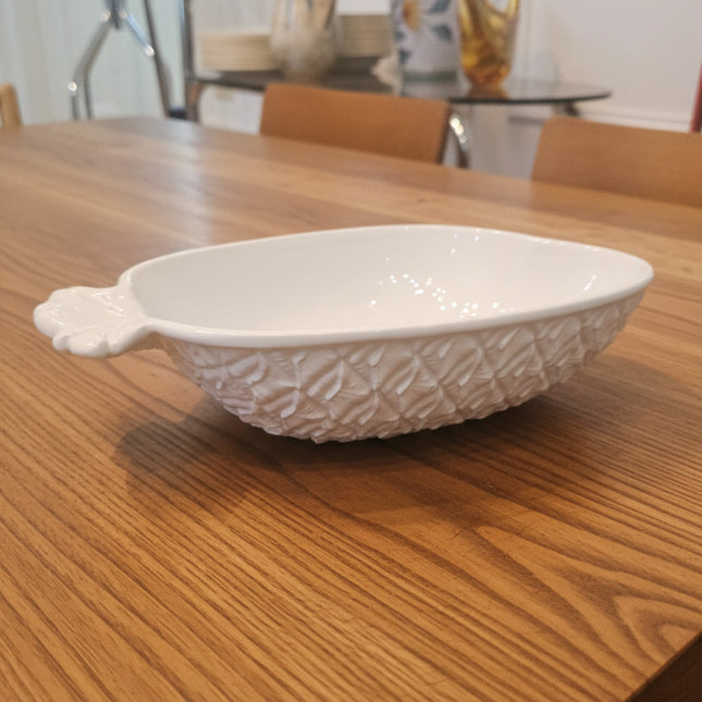 Plat ananas vintage en céramique blanche Bassano - Faïence italienne Riviera