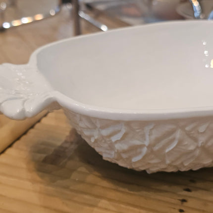 Plat ananas vintage en céramique blanche Bassano - Faïence italienne Riviera
