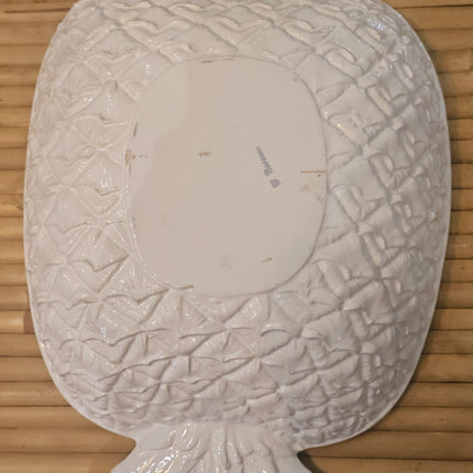 Plat ananas vintage en céramique blanche Bassano - Faïence italienne Riviera
