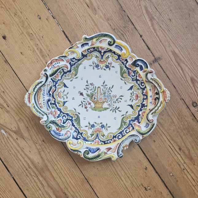 Plat de service en faïence Desvres fait à la main - Modèle 1709