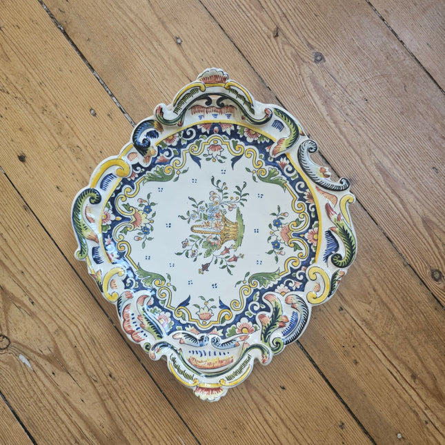 Plat de service en faïence Desvres fait à la main - Modèle 1709