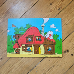 Puzzle à encastrement vintage en bois Les Schtroumpfs - Maison champignon Peyo 1991
