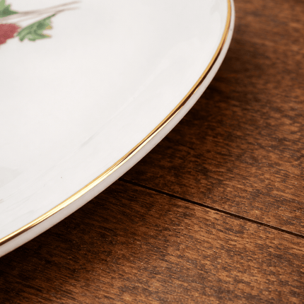 12 assiettes plates en porcelaine Wunsiedel blanches avec des motifs de dahlias