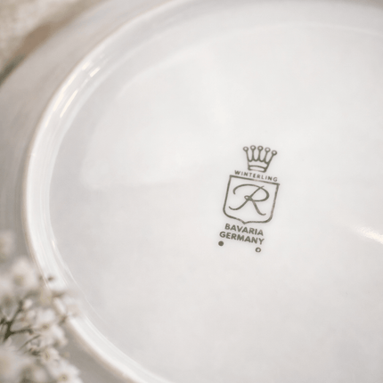 12 assiettes plates en porcelaine Wunsiedel blanches avec des motifs de dahlias