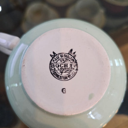 4 tasses et sous-tasses en faïence vert pastel - Boch La Louvière