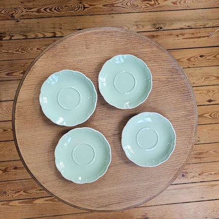 4 tasses et sous-tasses en faïence vert pastel - Boch La Louvière